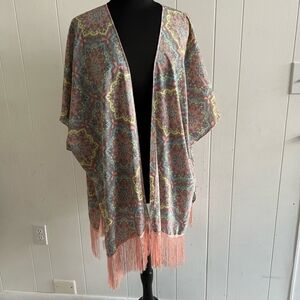 Bohemian Patterned Kimono with Fringe